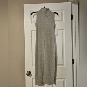 Grey Turtleneck Sleeveless Dress